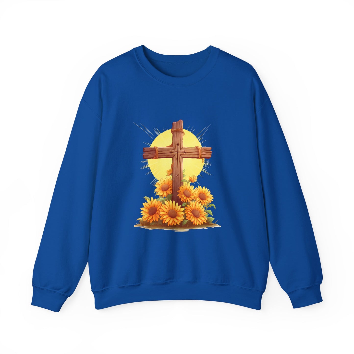 Christian Cross Sunflower Faith Crewneck Sweatshirt
