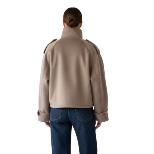 Women's Wool Coat with High Collar - Samberule