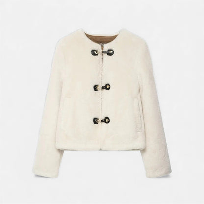 Women’s Faux Fur Jacket with Toggle Buttons - Samberule