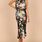 Halter Neck Floral Elastic Waist Maxi Dress