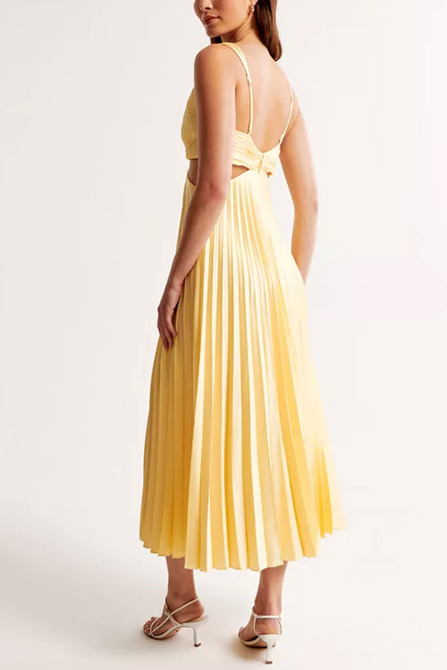 Caroline - Elegant V-Neck Pleated Skirt Dress for Women - Samberule