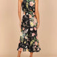 Halter Neck Floral Elastic Waist Maxi Dress