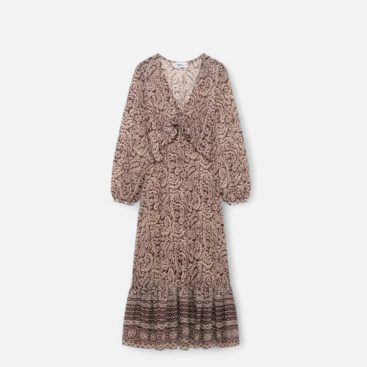 Women’s Printed Midi Dress with V-Neck - Samberule