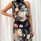 Halter Neck Floral Elastic Waist Maxi Dress