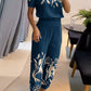 Casual V-Neck Printed Short Sleeve Long Pants Two-Piece Set