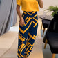 Casual V-Neck Printed Short Sleeve Long Pants Two-Piece Set