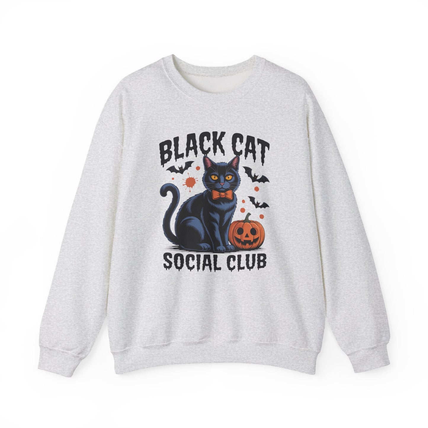 Black Cat Social Club Halloween Crewneck Sweatshirt - Samberule