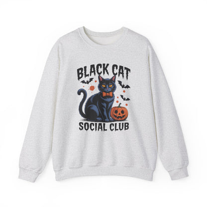 Black Cat Social Club Halloween Crewneck Sweatshirt - Samberule