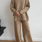 High-neck casual loose thick knit sweater set