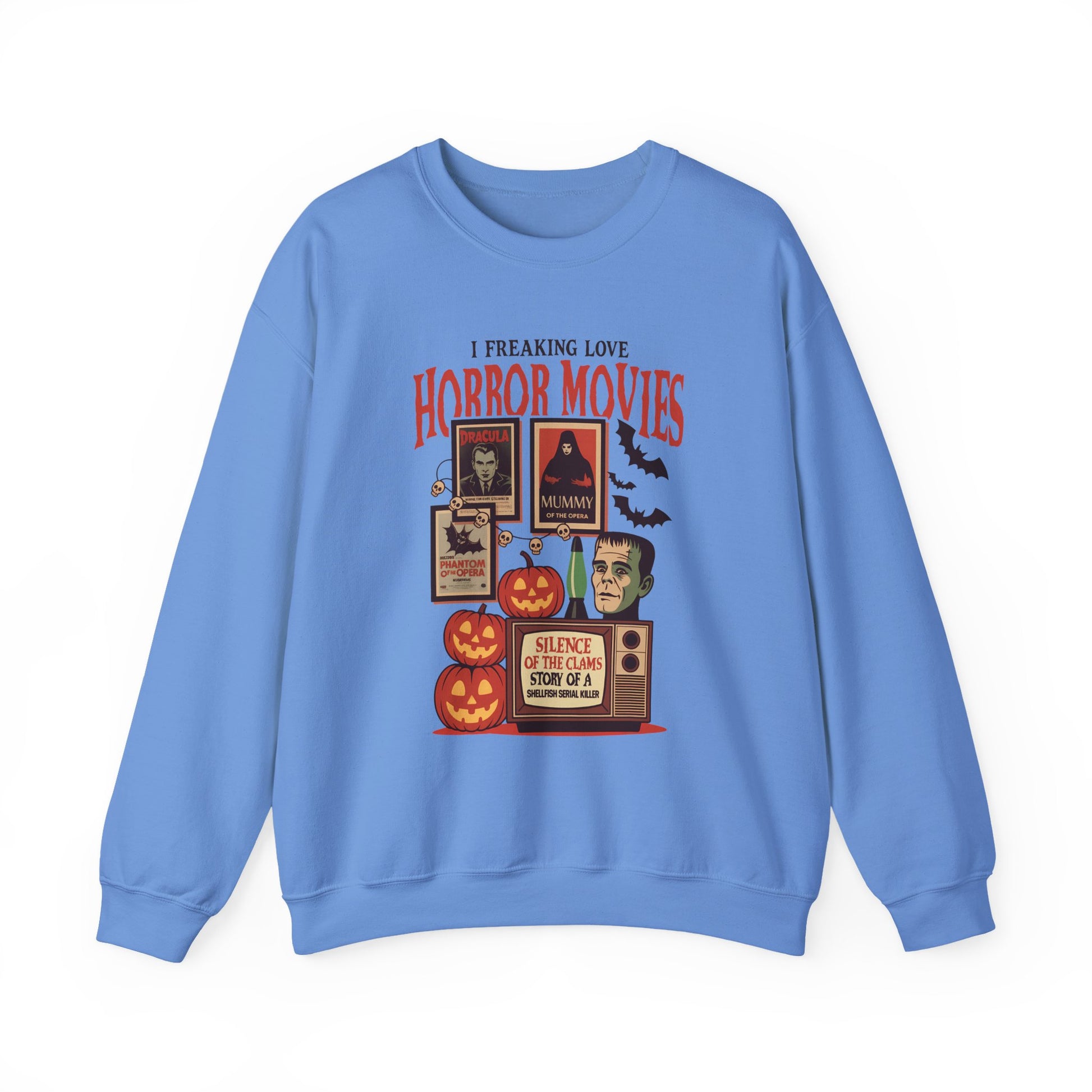 I Freaking Love Horror Movies Halloween Crewneck Sweatshirt - Samberule