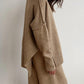 High-neck casual loose thick knit sweater set