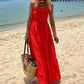 Off Shoulder Smocked Bust Vacation Maxi Dress