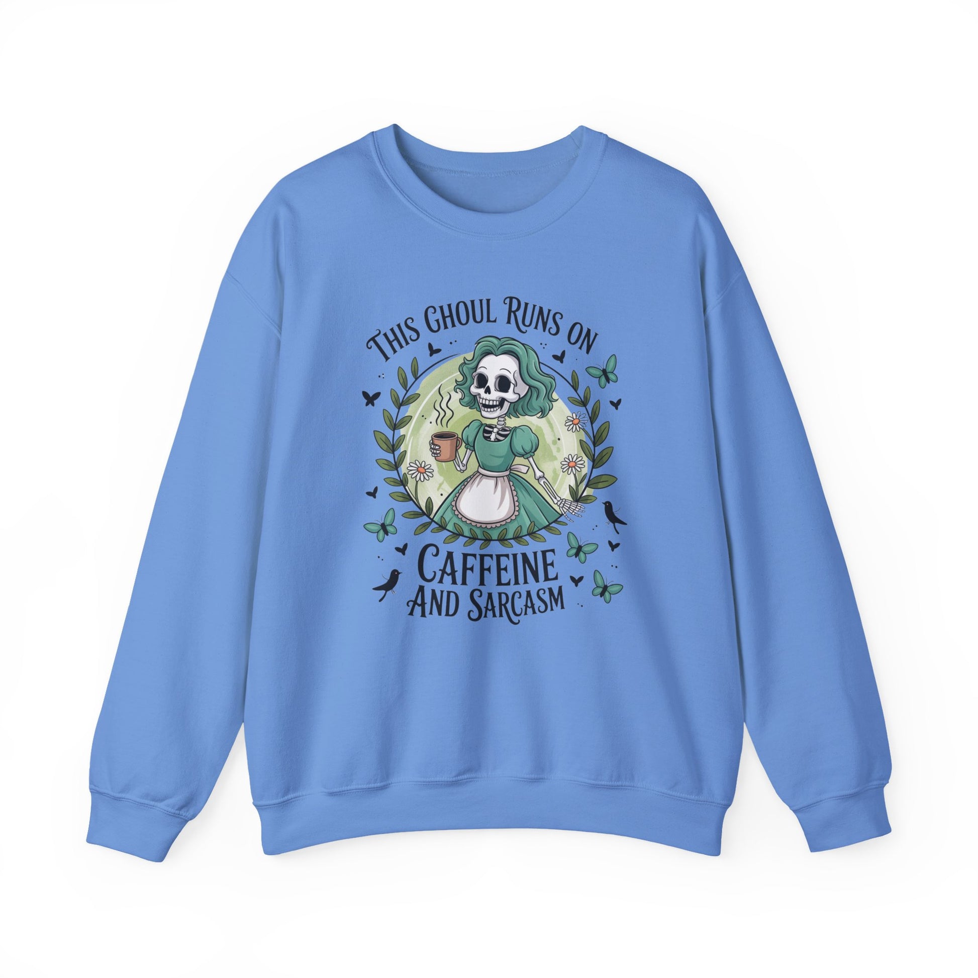 The Ghoul Runs on Caffeine and Sarcasm Halloween Crewneck Sweatshirt - Samberule