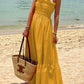 Off Shoulder Smocked Bust Vacation Maxi Dress