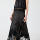 Lace Pleated Collar Top + Irregular Slit Skirt Set
