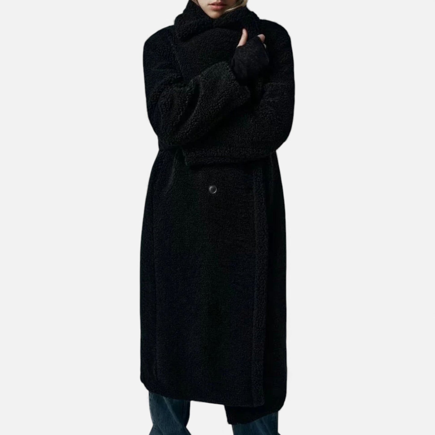 Women’s Long Winter Coat with Turn-Down Collar - Samberule