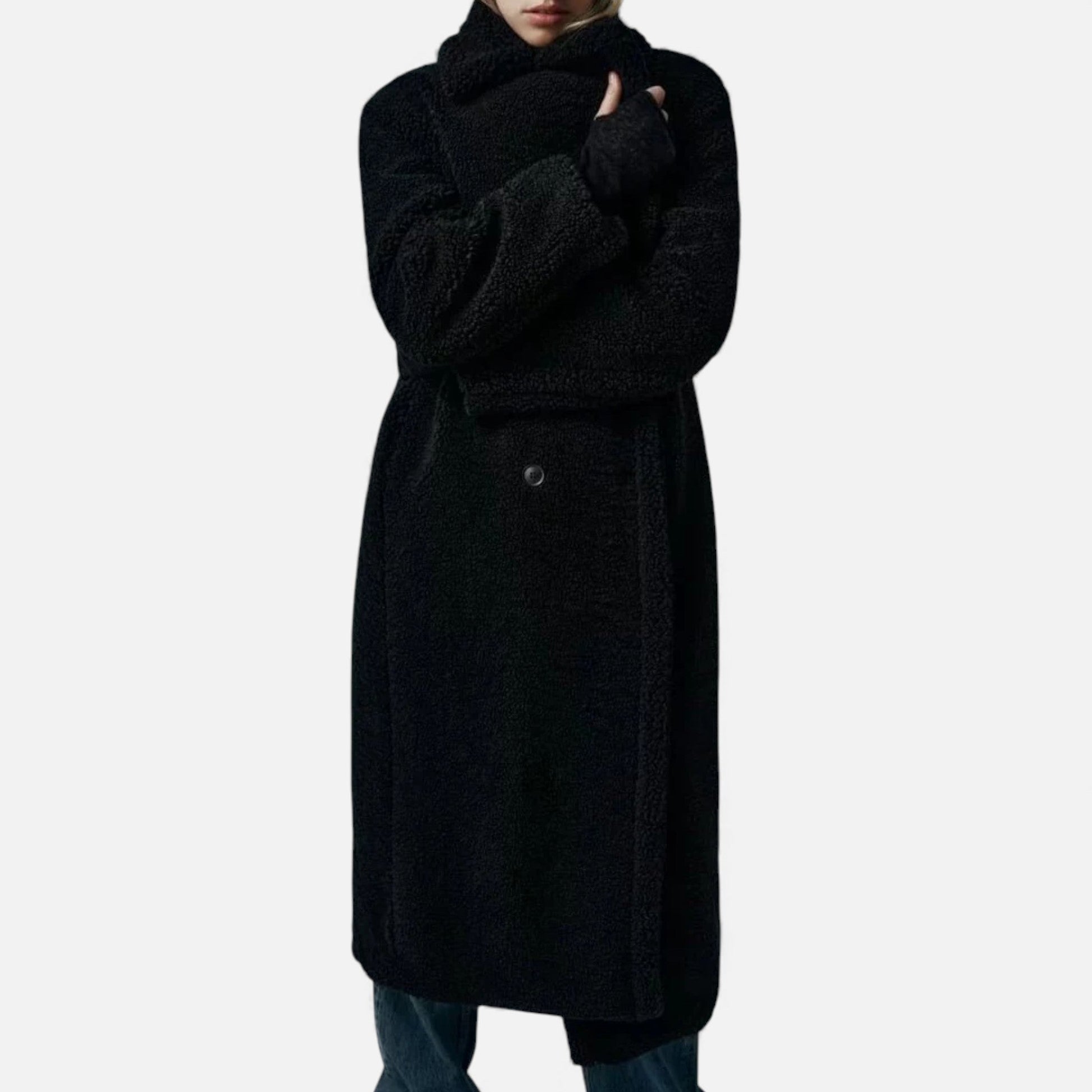 Women’s Long Winter Coat with Turn-Down Collar - Samberule