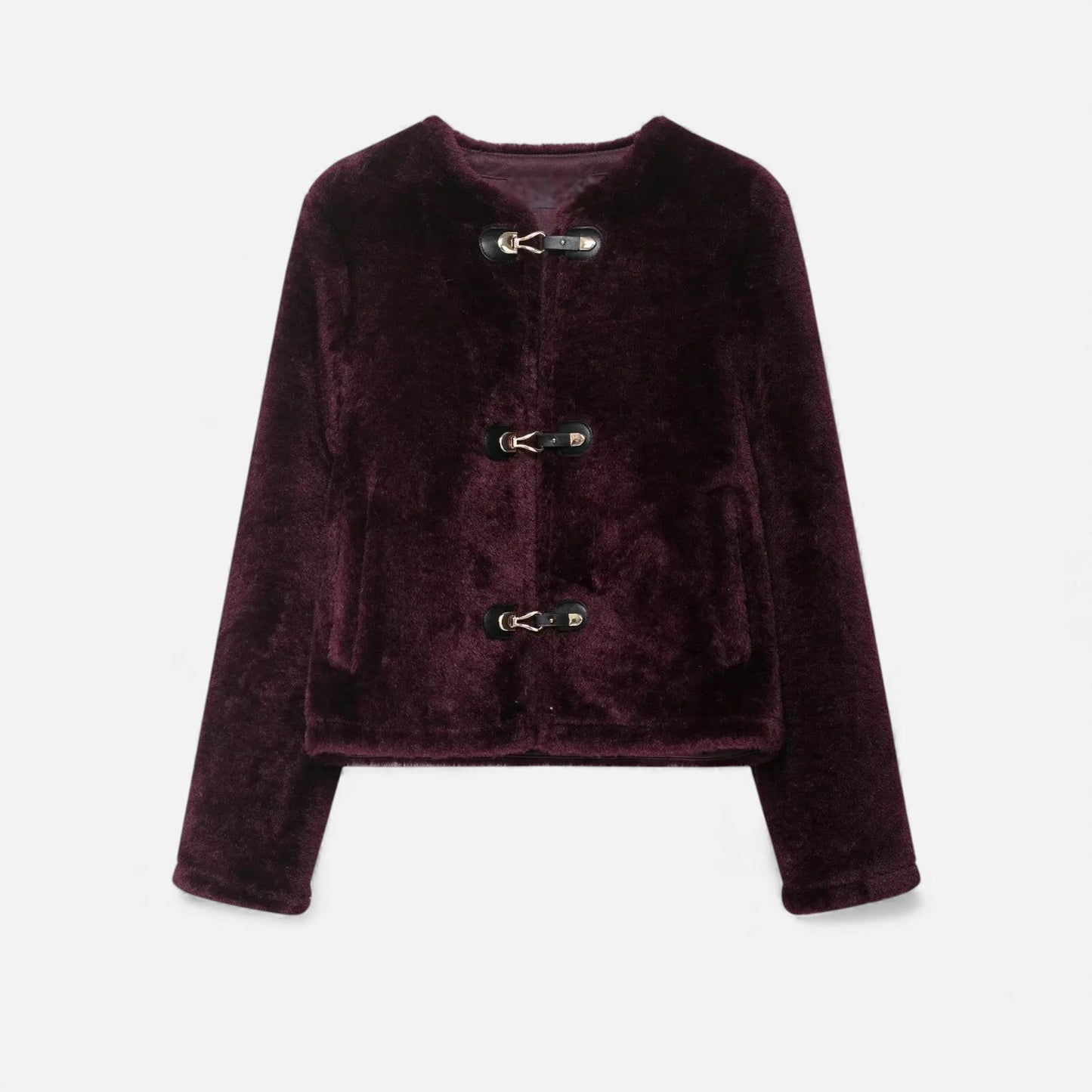 Women’s Faux Fur Jacket with Toggle Buttons - Samberule