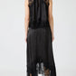 Lace Pleated Collar Top + Irregular Slit Skirt Set