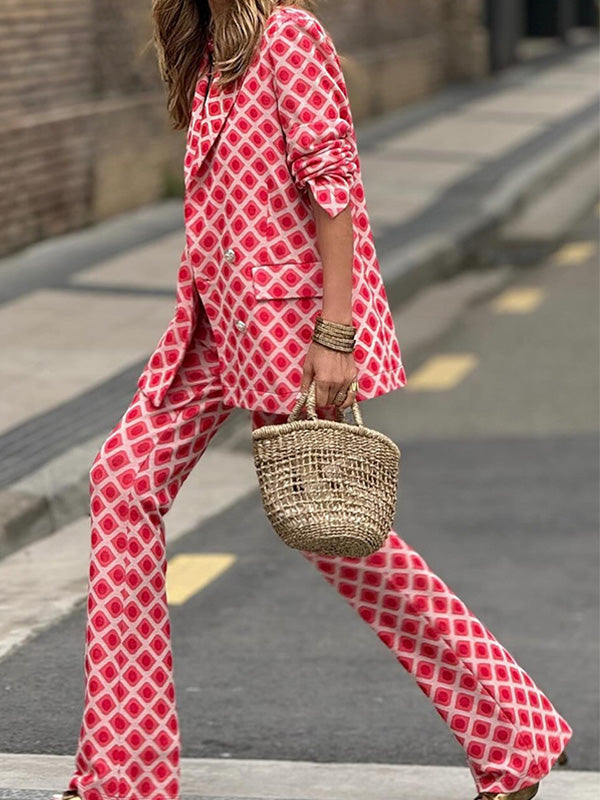 Fashion Casual Printed Suit Two-Piece Set - Samberule