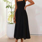 Waist Little Black Halter Neck Dress Mid Length Dress