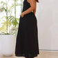 Waist Little Black Halter Neck Dress Mid Length Dress