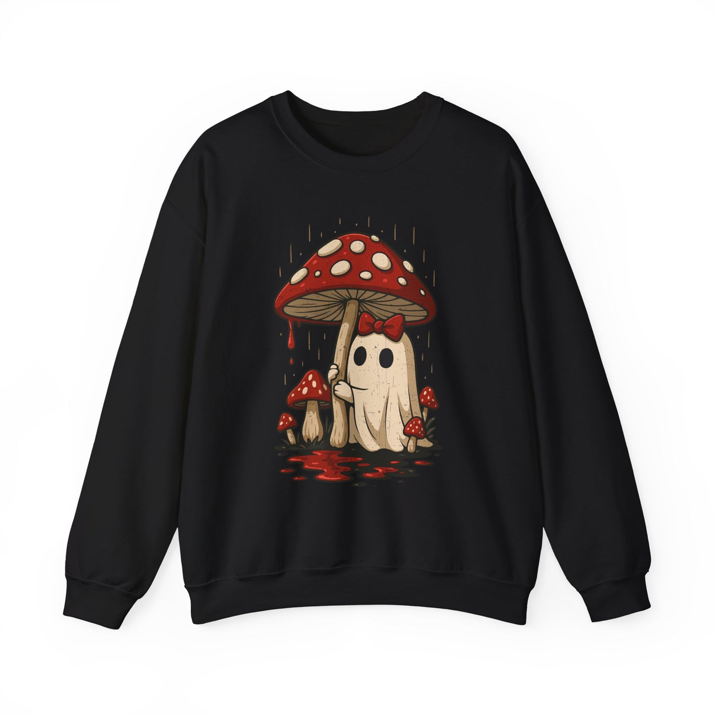 Cozy Mushroom Ghost Halloween Crewneck Sweatshirt - Samberule
