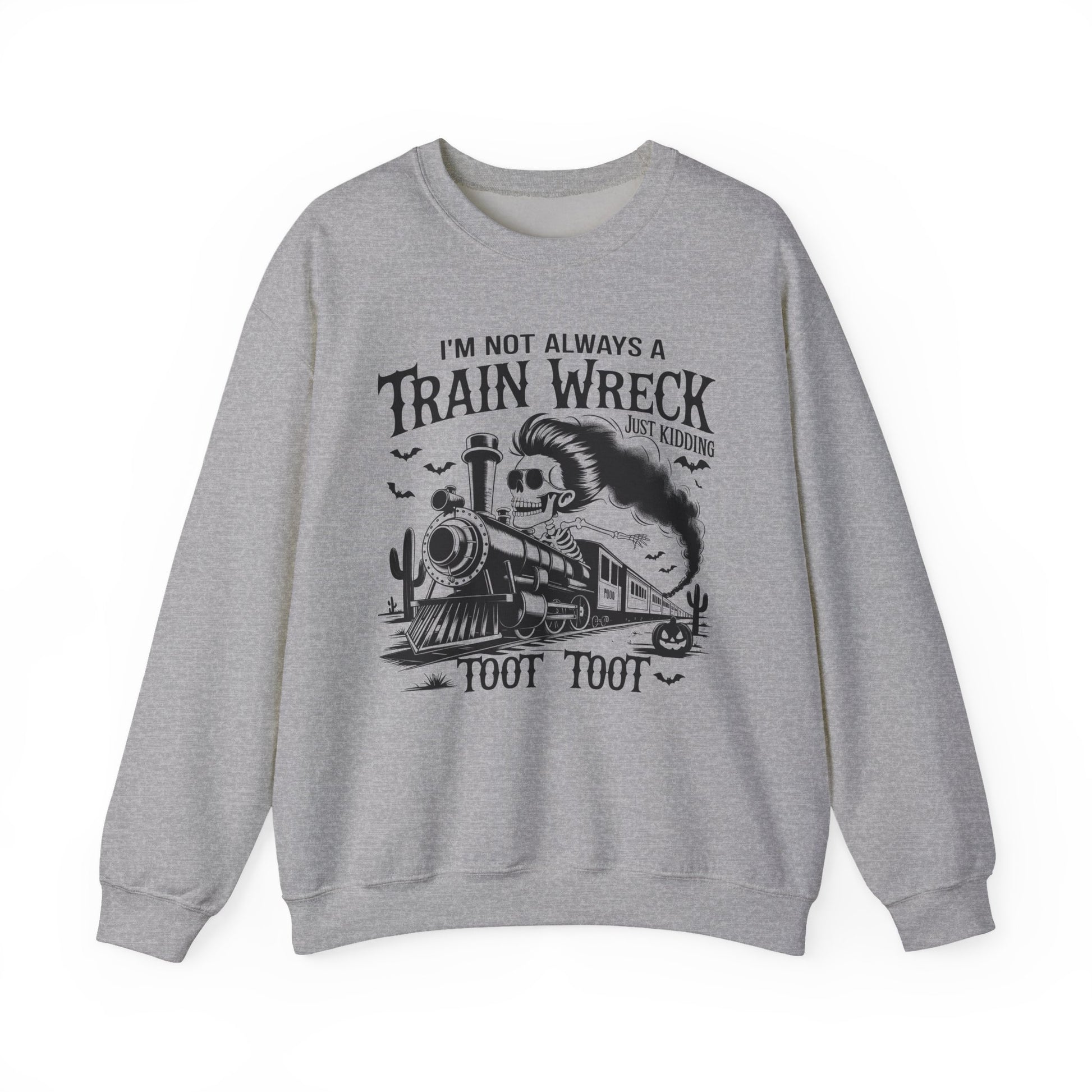 Train Wreck Graphic Halloween Crewneck Sweatshirt - Samberule