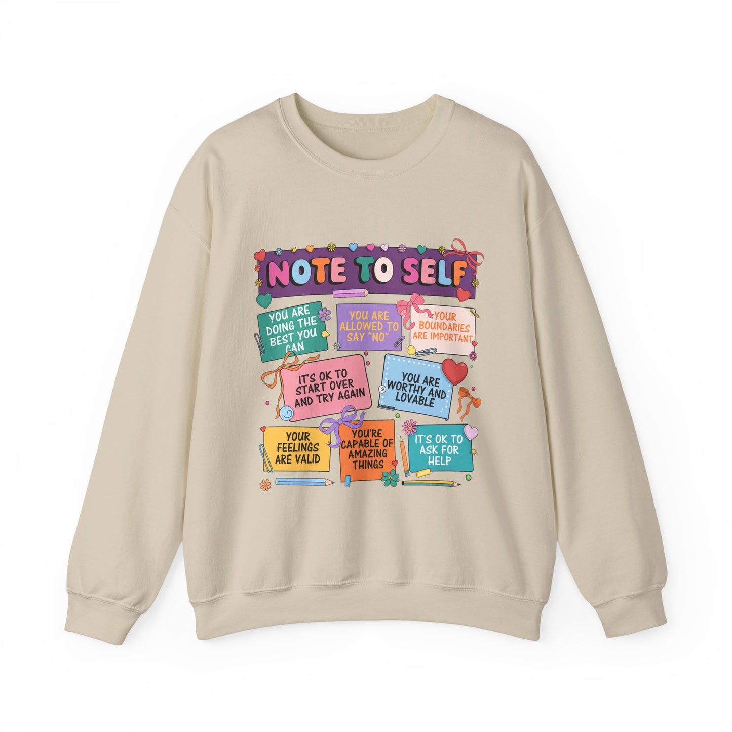 Note To Self-Care Mental Health Crewneck Sweatshirt