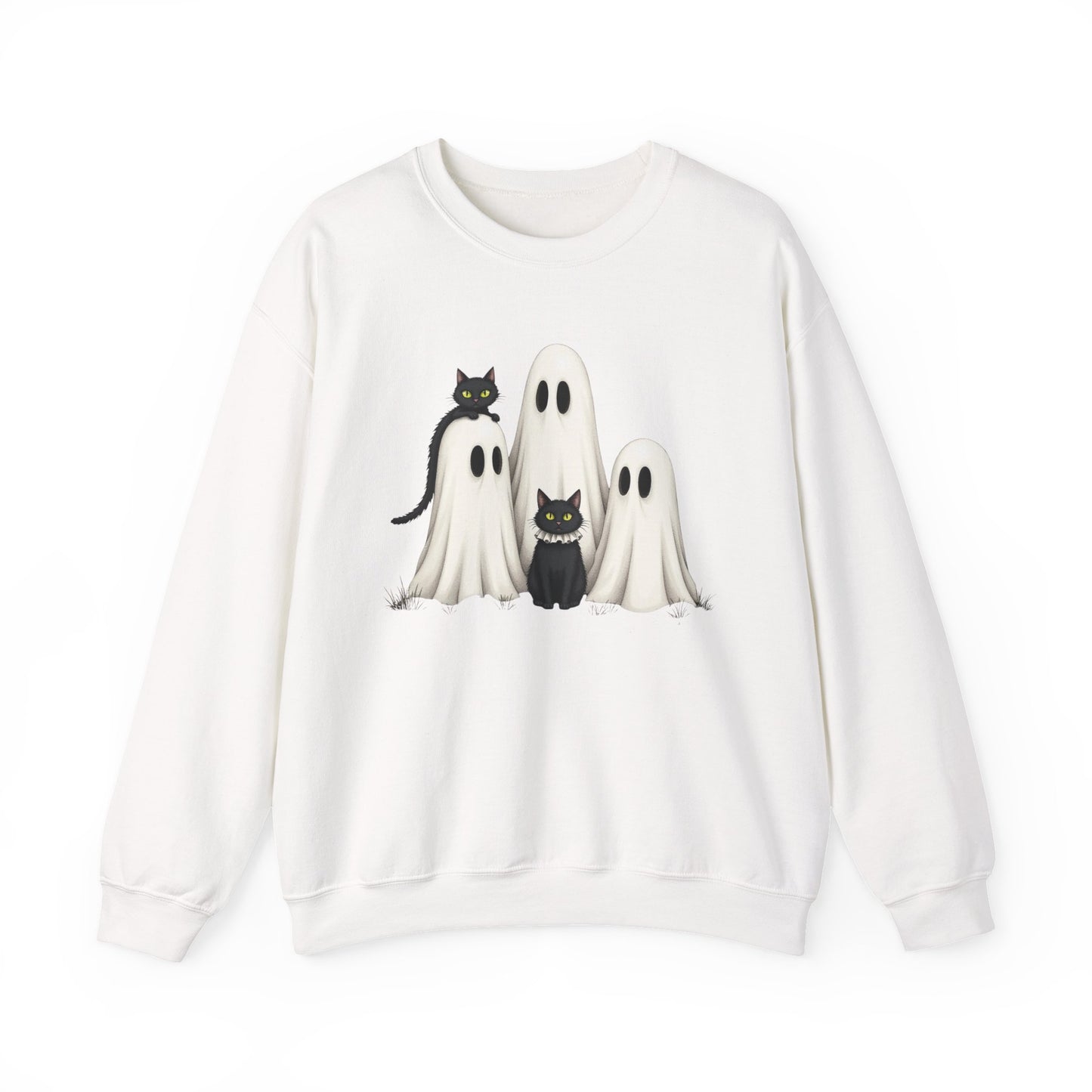 Ghostly Cats Halloween Crewneck Sweatshirt - Samberule