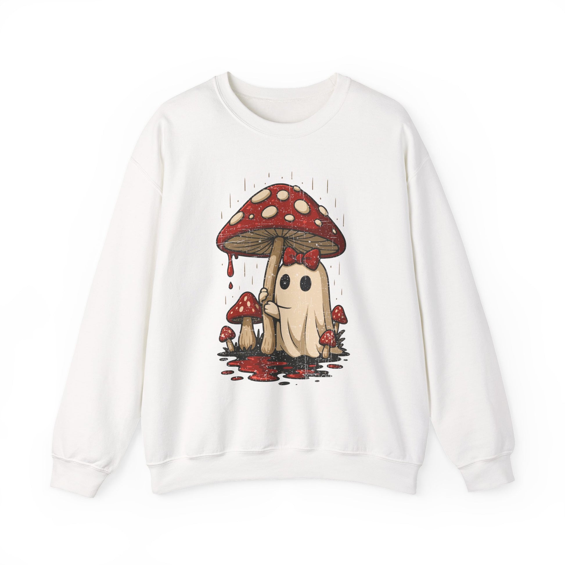 Cozy Mushroom Ghost Halloween Crewneck Sweatshirt - Samberule