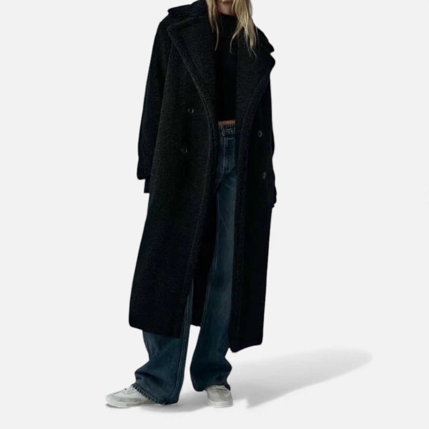 Women’s Long Winter Coat with Turn-Down Collar - Samberule