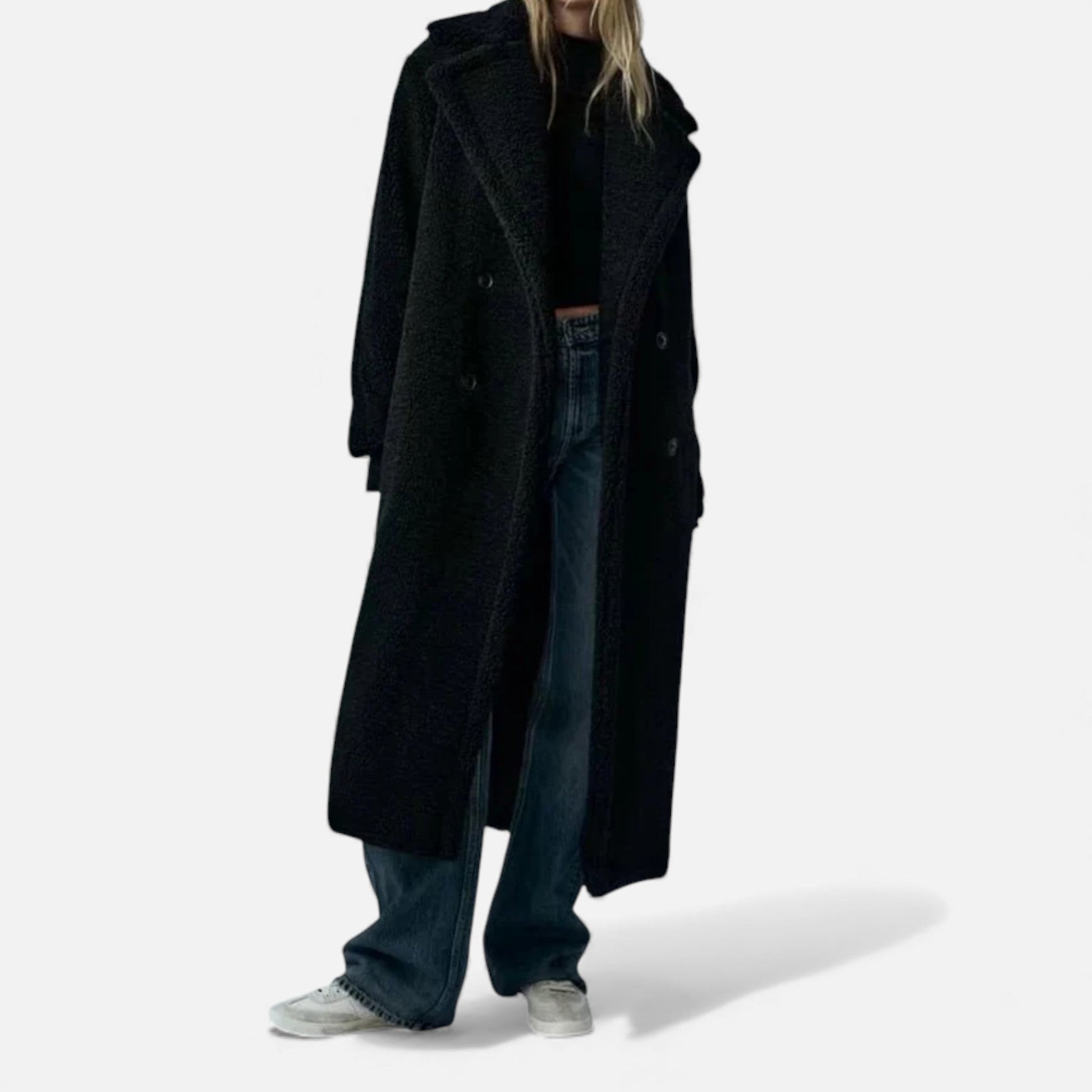 Women’s Long Winter Coat with Turn-Down Collar - Samberule