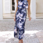 Halter Neck Floral Elastic Waist Maxi Dress