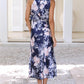 Halter Neck Floral Elastic Waist Maxi Dress