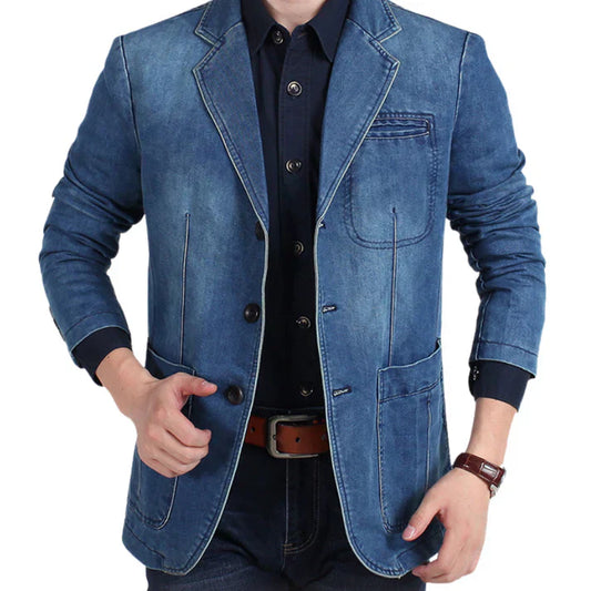 Aiden | Men’s Trendy Formal Casual Denim Blazer - Samberule