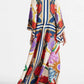 Exquisite Floral Print Draped Waterfall Sleeves Maxi Dress