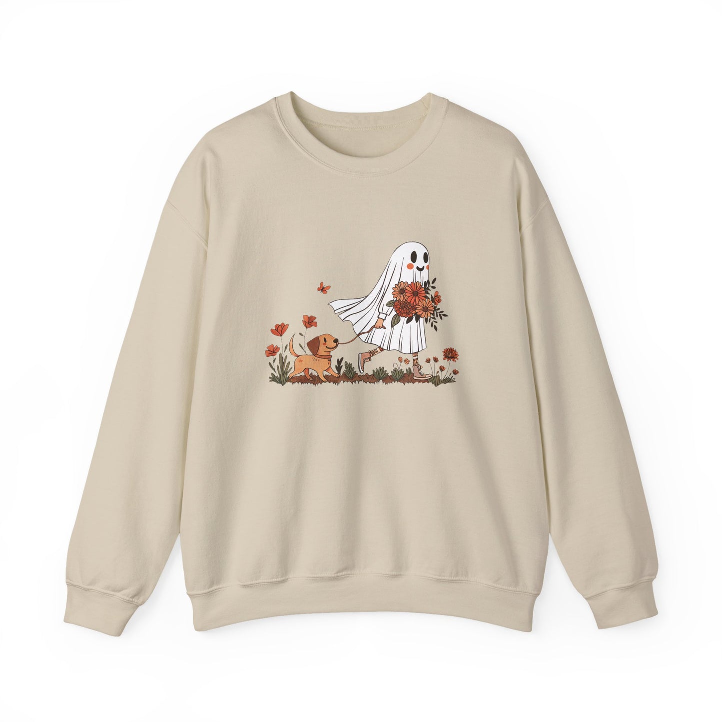 Cute Ghost & Dog Halloween Crewneck Sweatshirt - Samberule
