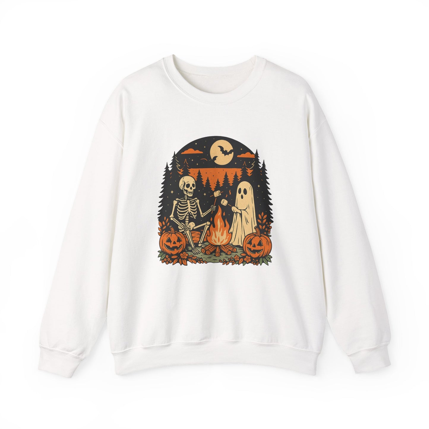 Skull Fall Bow Halloween Crewneck Sweatshirt - Samberule