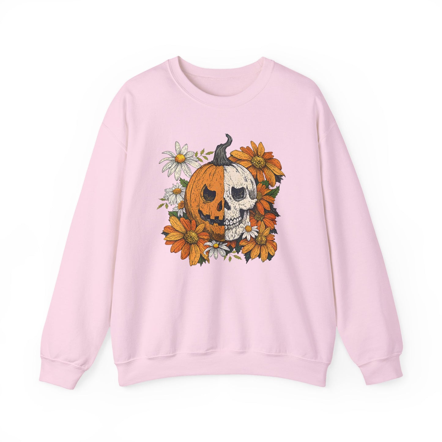 Retro Floral Pumpkin Halloween Crewneck Sweatshirt - Samberule