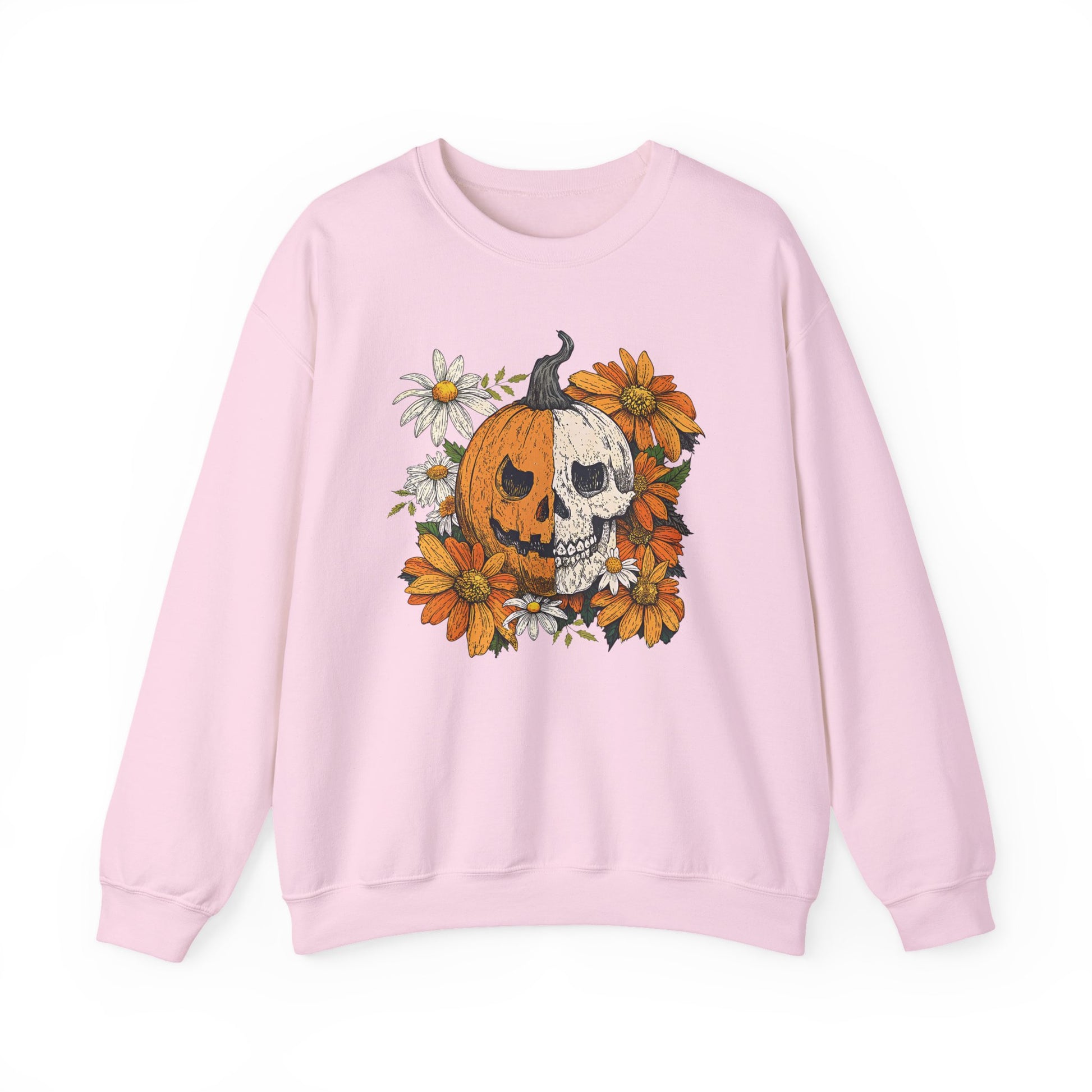 Retro Floral Pumpkin Halloween Crewneck Sweatshirt - Samberule