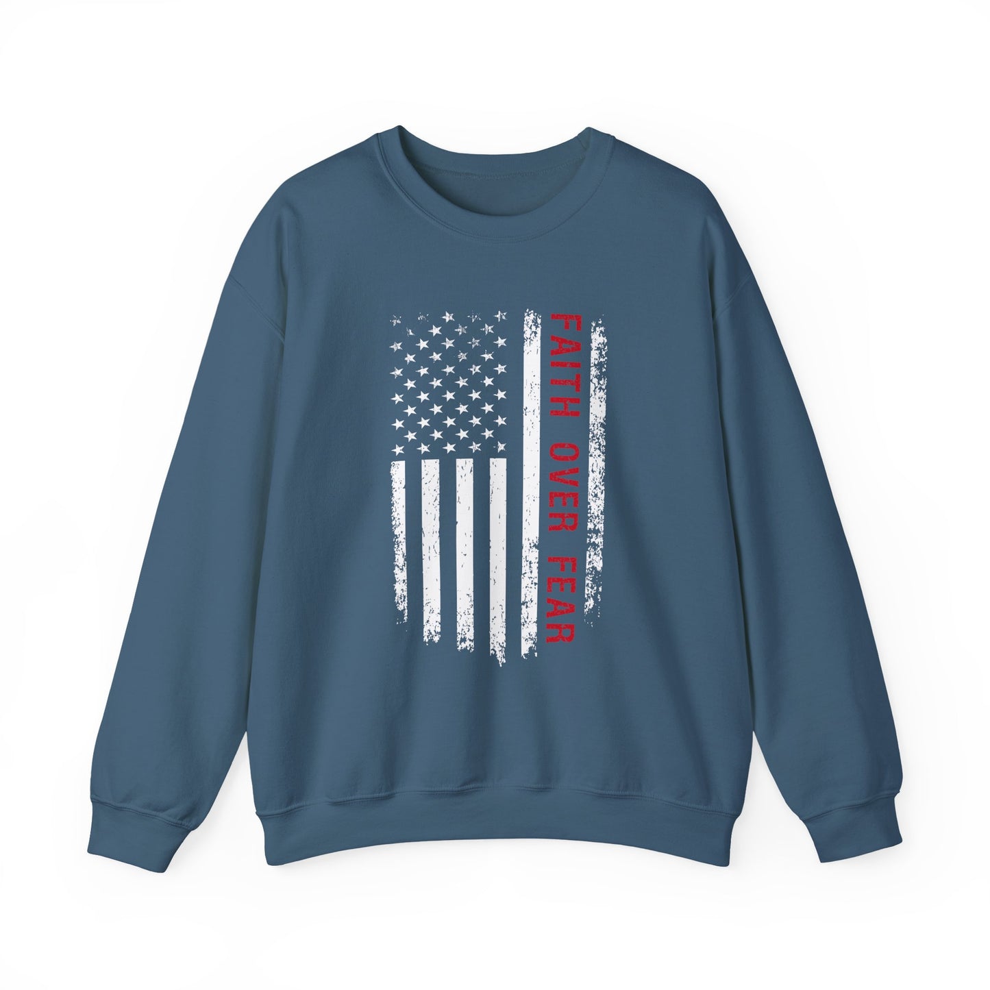 "Faith Over Fear American Flag' Faith Crewneck Sweatshirt