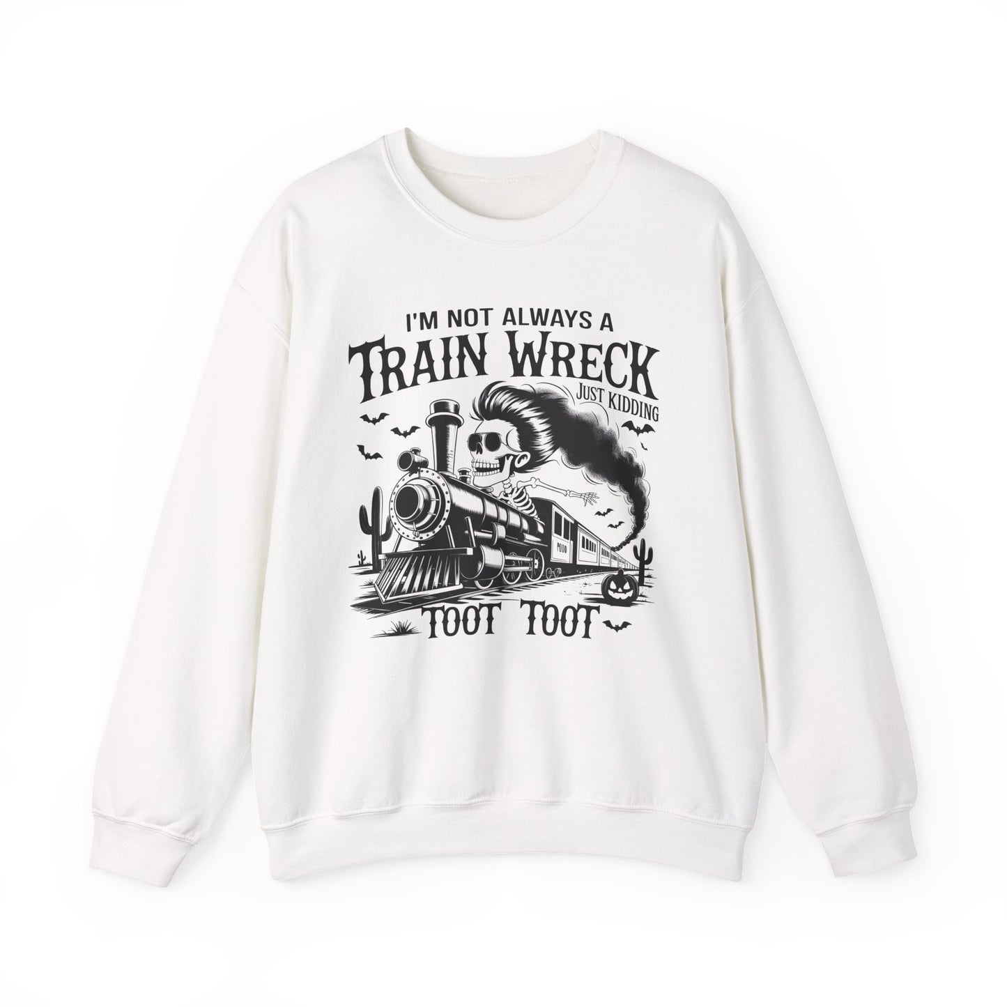 Train Wreck Graphic Halloween Crewneck Sweatshirt - Samberule