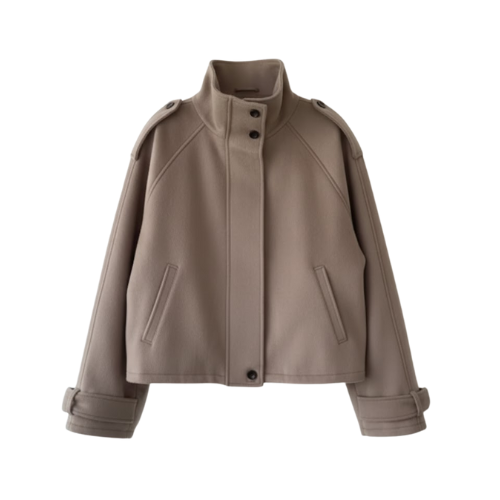 Women's Wool Coat with High Collar - Samberule