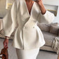 Fashion Solid Color V-Neck Top & Skirt Two-Piece Set