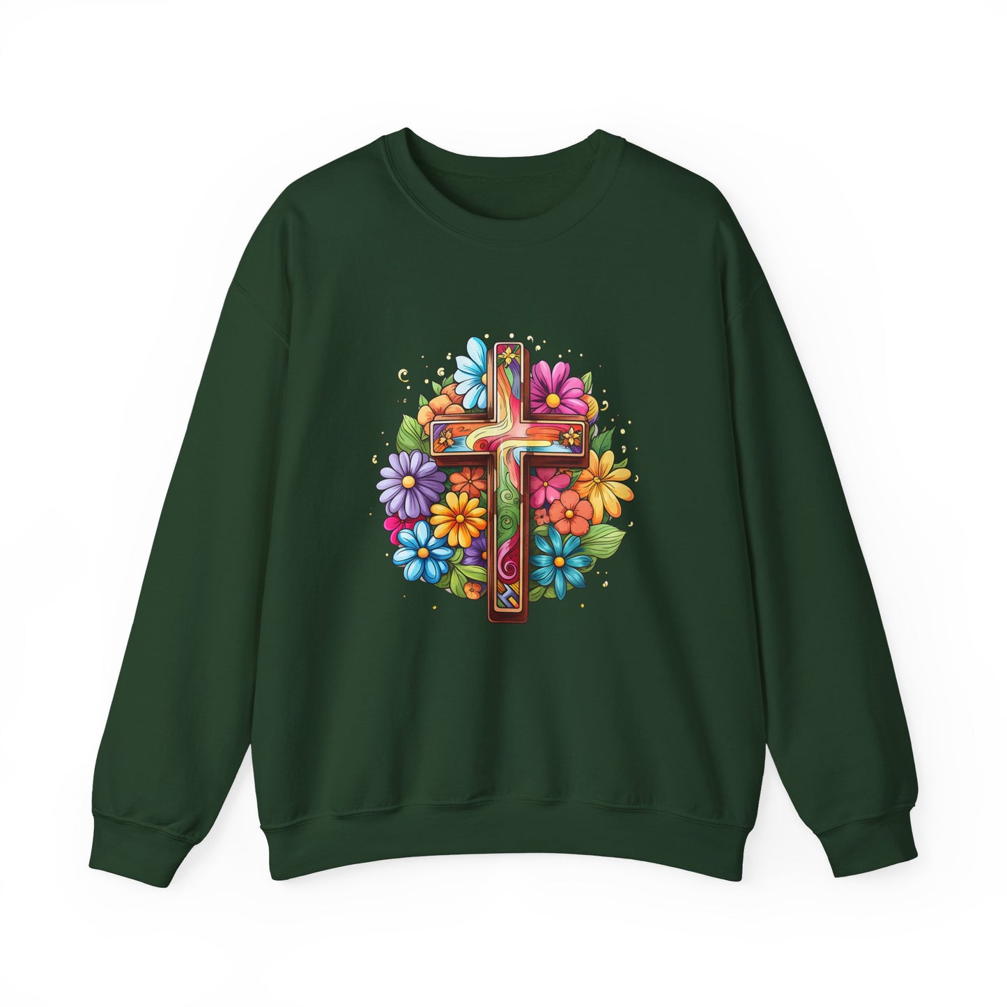 Colorful Christian Floral Faith Crewneck Sweatshirt