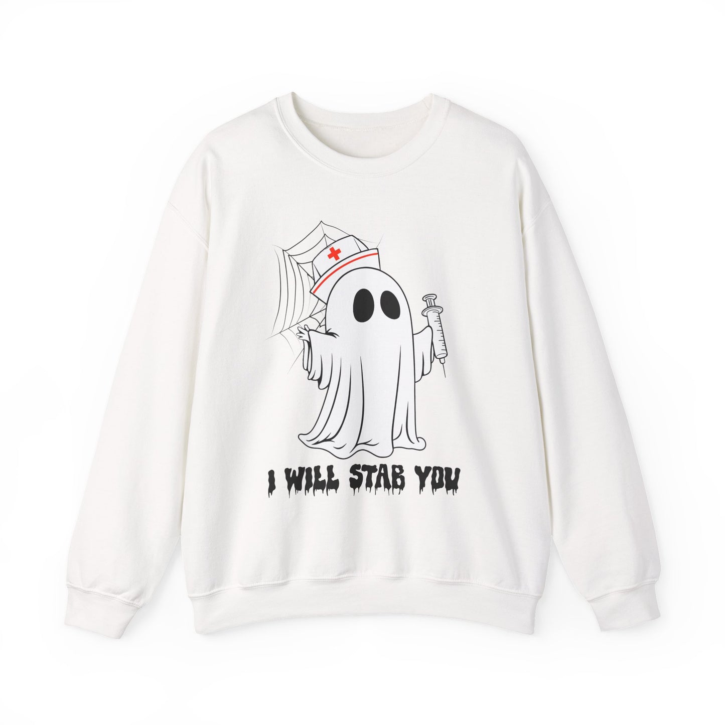 Playful Ghost Nurse Halloween Crewneck Sweatshirt - Samberule