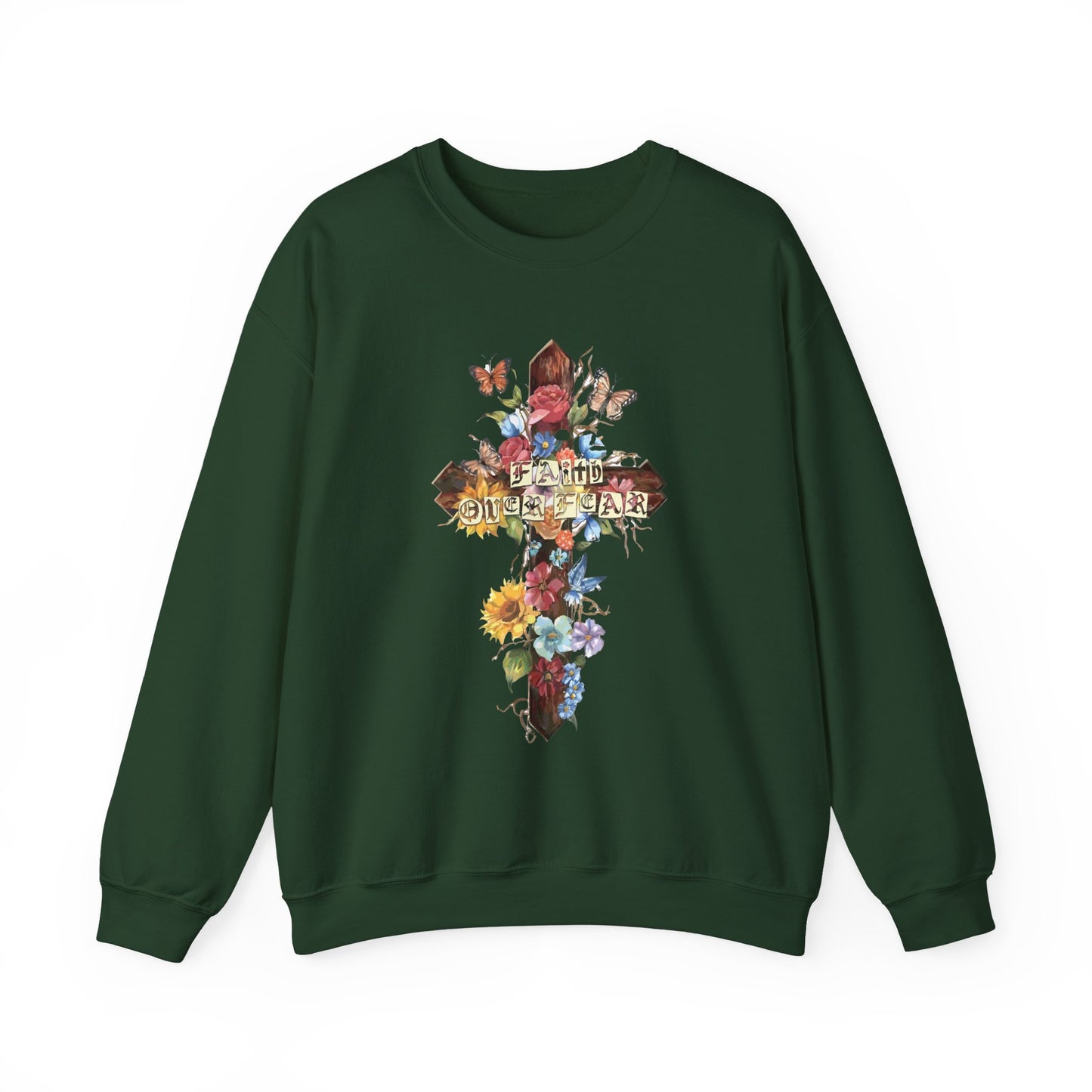 Floral Cross Faith Crewneck Sweatshirt