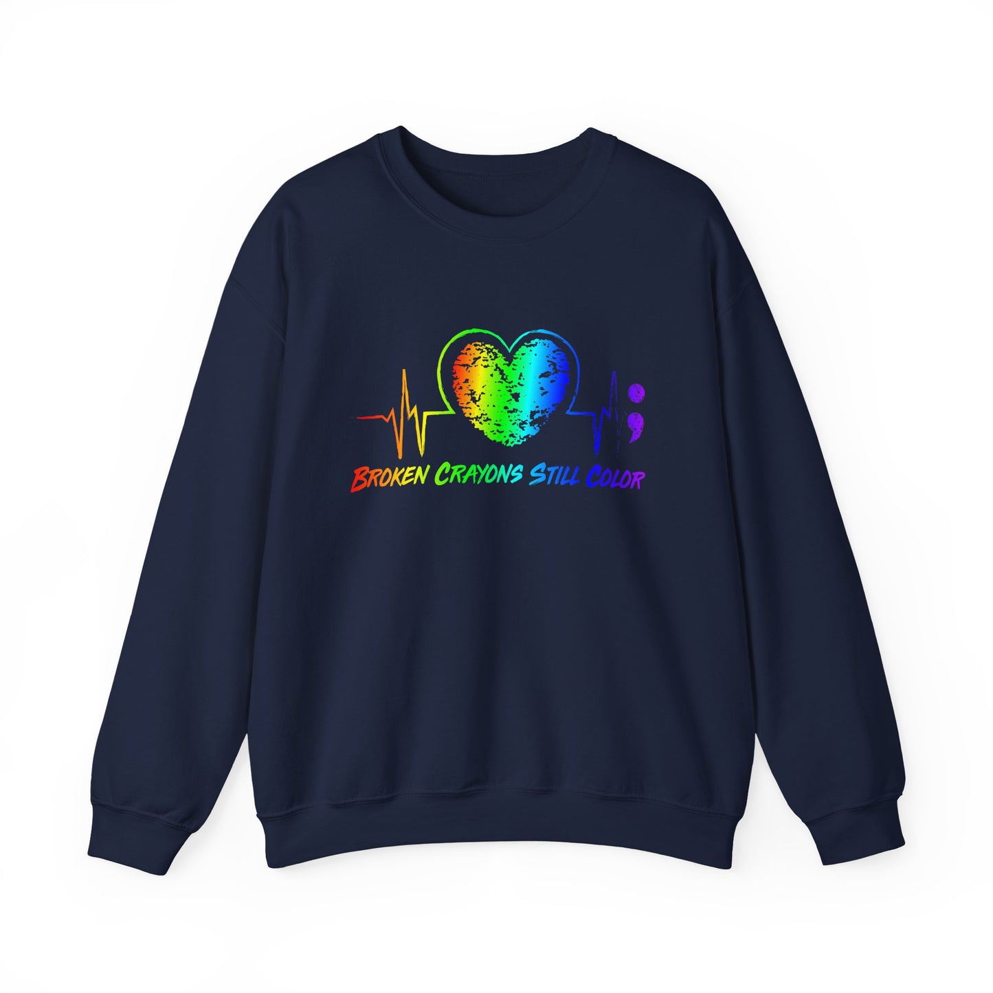 Rainbow Heart Mental Health Crewneck Sweatshirt