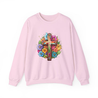 Colorful Christian Floral Faith Crewneck Sweatshirt